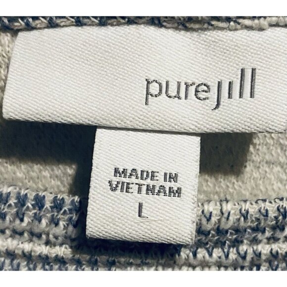 J Jill Pure Jill Sweater Womens Large Heathered Blue Space Dye Boat Neck Boxy - Picture 5 of 8